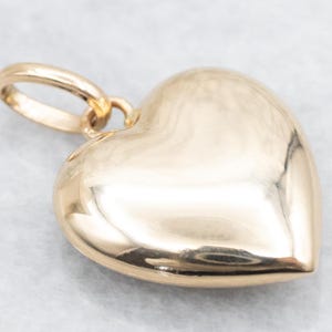 Polished Gold Puffy Heart Charm, Heart Charm, Gold Charm, Puffy Heart, Gold Heart, Puffy Heart Charm, Yellow Gold Heart, Gold Charm A58313