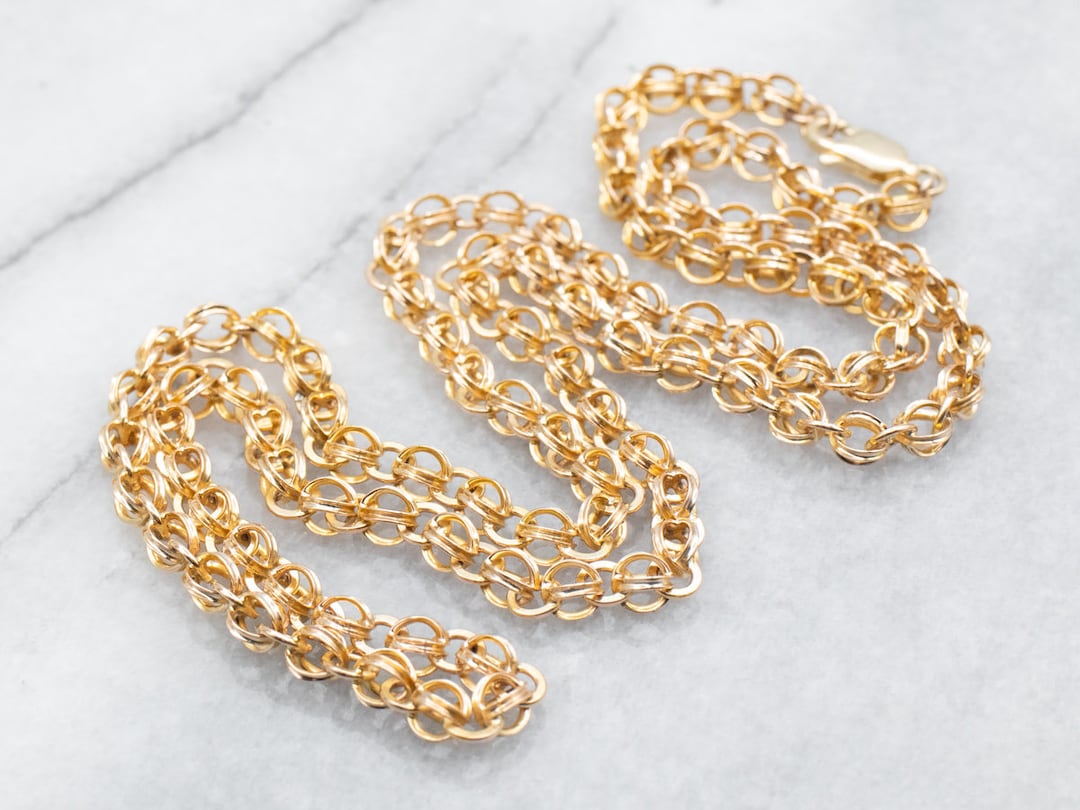 10K Yellow Gold Round Link Chain, 21.5 Inch - Etsy