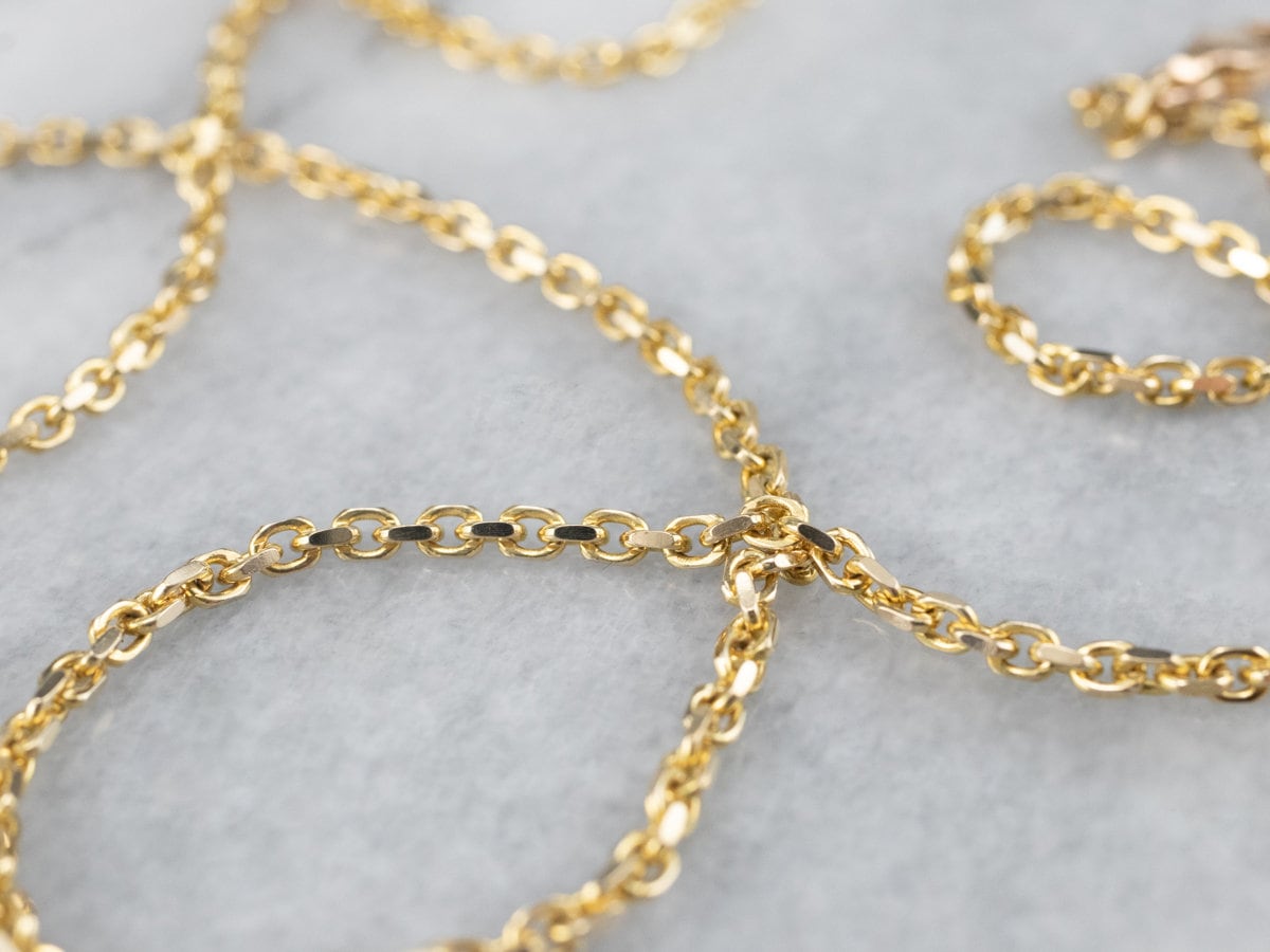 Yellow 14K Gold Cable Chain, Gold Necklace, 21 inch Chain, Pendant Chain, Layering Necklace, Thin Chain, Vintage Chain ELU5AL7Z