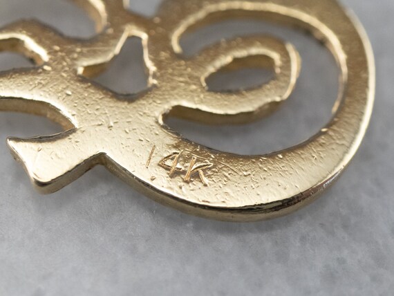 14K Yellow Gold Cursive "F" Initial Pendant, Mono… - image 6