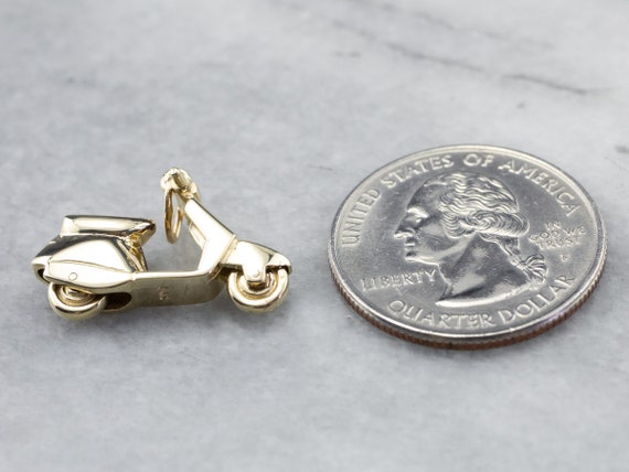 Vintage Vespa Scooter Charm, Yellow Gold Vespa Ch… - image 7