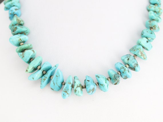 Turquoise Nugget Beaded Necklace, Beaded Turquois… - image 6