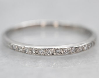 Thin Platinum Diamond Band, Platinum Wedding Band, Diamond Wedding Band, Anniversary Band, Stacking Band, Platinum Jewelry A28519