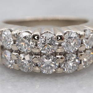 Vintage Double Row Diamond Band, Wide Diamond Band, Stacking Band, White Gold Diamond Band, Diamond Cocktail Ring, Anniversary Band A13070