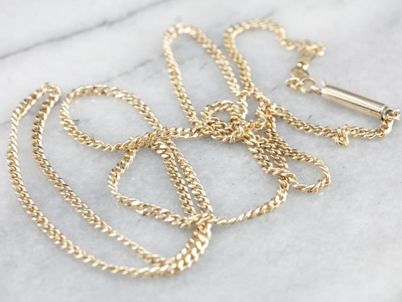 Vintage Curb Link Chain, Yellow Gold Chain, Penda… - image 2