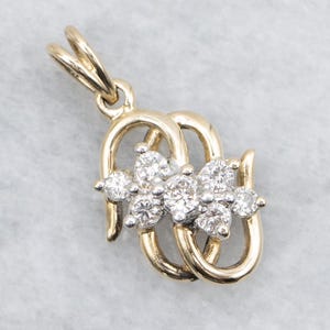 Looping Gold Diamond Pendant, Yellow Gold Diamond Pendant, Knot Diamond Pendant, Layering Pendant, Diamond Jewelry A64283