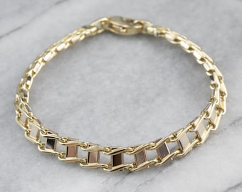 Vintage italienisches 14K Gelbgold Rechteck Gliederarmband