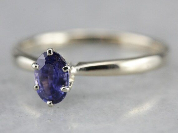 Sapphire Engagement Ring, Sapphire Solitaire, 18K… - image 3