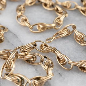 Vintage Gold Coiled Link Chain Necklace, Specialty Chain, Fancy Link Chain, Unisex Necklace, 24 Inch Gold Chain, Woven Link Chain A1479