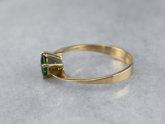 Green Tourmaline Bypass Ring, Yellow Gold Tourmal… - image 4