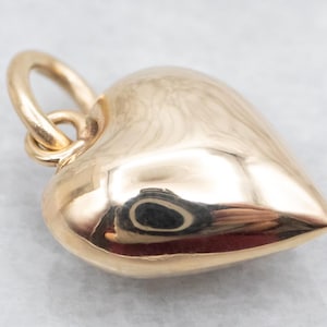 Gold Puffy Heart Charm, Heart Charm, Gold Heart Charm, Puffy Heart, Gold Heart, Puffy Heart Charm, Yellow Gold Heart, Gold Charm A44327