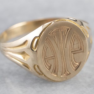 Art Deco Gold Signet Ring, Vintage Signet Ring, Unisex Ring, HTE Monogram, Monogram Ring, Initial Ring, Custom Ring, KJL6ZH3L