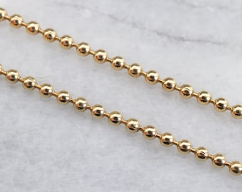 High 18 Karat Gold Beaded Chain, Beaded Ball Chain, Yellow