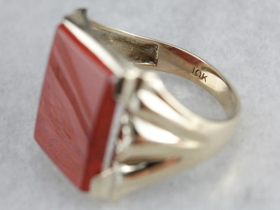 Vintage Red Jasper Men's Ring, Retro Era Jasper R… - image 5