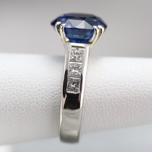 Sapphire and Diamond Statement Ring, Platinum Sapphire Ring, Sapphire Cocktail Ring, Anniversary Ring, Large Sapphire Ring NCE1YZJV image 9