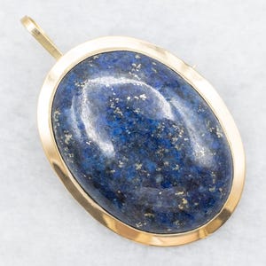 Vintage Lapis and Gold Brooch or Pendant, Yellow Gold Lapis Brooch, Lapis Pendant, Lapis Jewelry, Cabochon Brooch, Cabochon Pendant A60455