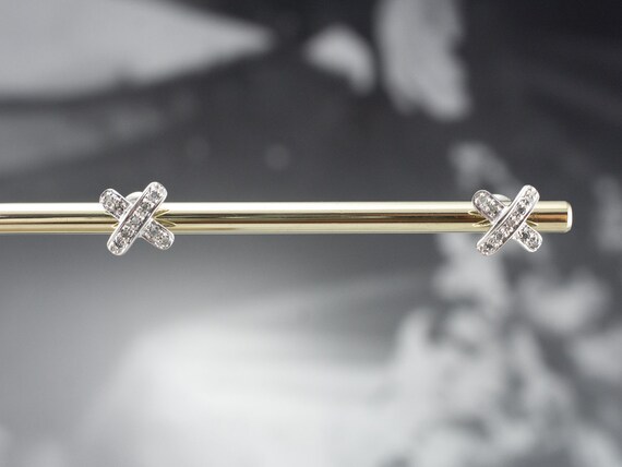 Diamond X Stud Earrings, White Gold Diamond Earri… - image 8