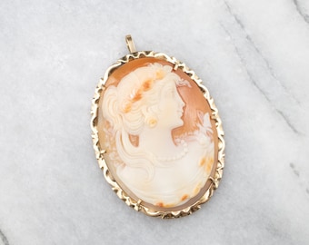 Vintage 14K Gold Cameo Anhänger, Blumenkranz, Brautschmuck