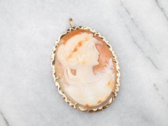 Feminine Cameo Gold Pendant Large Cameo Pendant Vintage Etsy