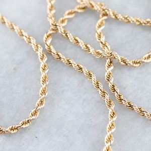 Vintage 14K Yellow Gold Twist Chain, 26 Inch Rope Chain