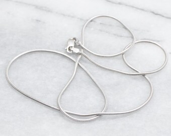 Collier chaîne serpent en or blanc 14 carats, 16 pouces