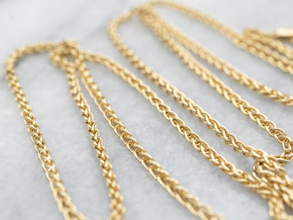 Vintage Gold Wheat Chain Necklace, 14K Gold Chain… - image 3