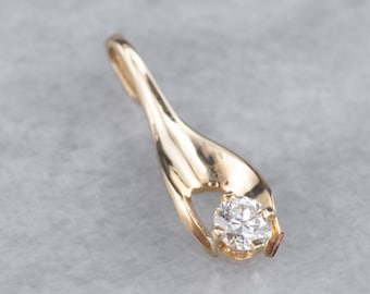 14K gult guld diamant solitaire hänge