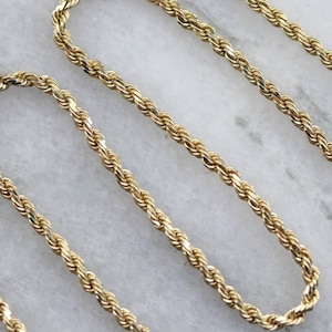 14 kt geelgouden ketting met gedraaid touw, 18 inch