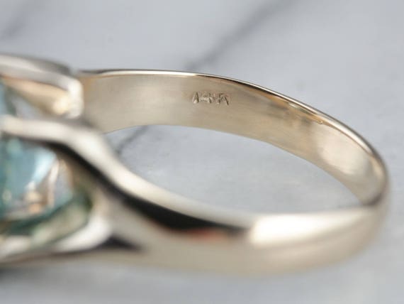 Belcher Set Blue Zircon Gold Cocktail Statement R… - image 3