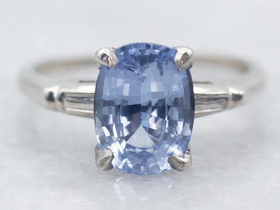 Vintage Sapphire Solitaire Ring, Sapphire Engagem… - image 1