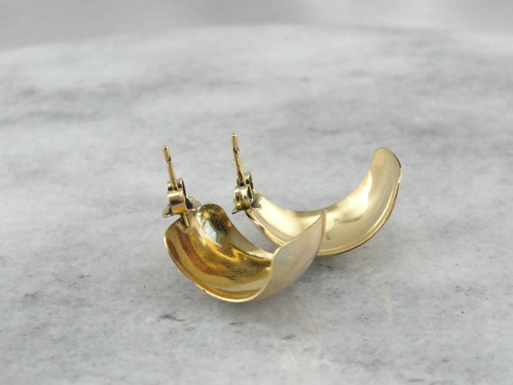 Half Moon: Semi Hoop Earrings in Polished Yellow … - image 4