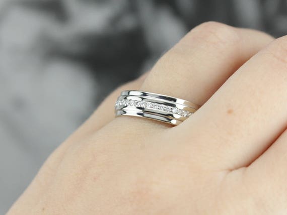 Men's Diamond Eternity Band, White Gold Wedding B… - image 5