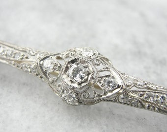 Edwardian Platinum And Diamond Antique Bar Pin 9K7YEJ-R