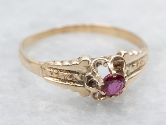Victorian Ruby Solitaire Ring, 10K Yellow Gold, J… - image 2