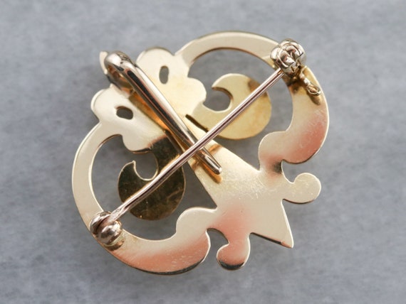 Vintage Fleur De Lis Brooch, Gold Fleur De Lis Pi… - image 6