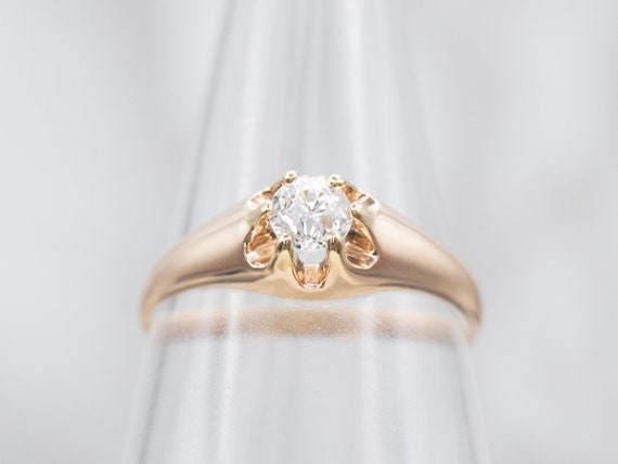 Rose Gold Old Mine Cut Diamond Buttercup Ring, Di… - image 5