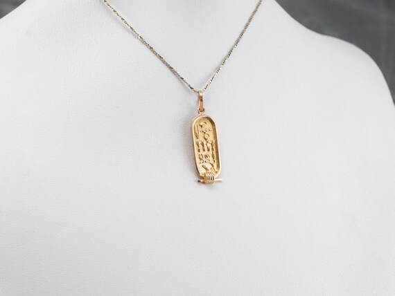 18K Gold Egyptian Hieroglyphics Pendant, Gold Hie… - image 9