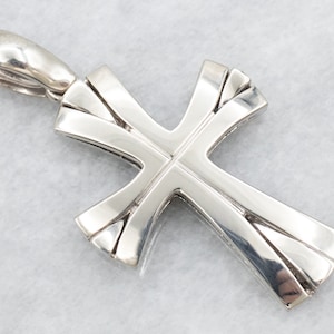 White Gold Cross Pendant, Cross Pendant, White Gold Cross, Religious Pendant, Religious Jewelry, Layering Pendant, White Gold Pendant A36066