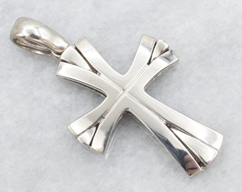 14K Weißgold Kreuz Anhänger, religiöser Schmuck
