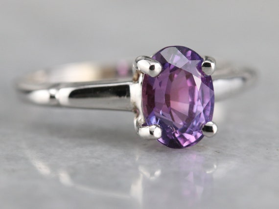 Purple Sapphire Solitaire Ring, Sapphire Engageme… - image 2