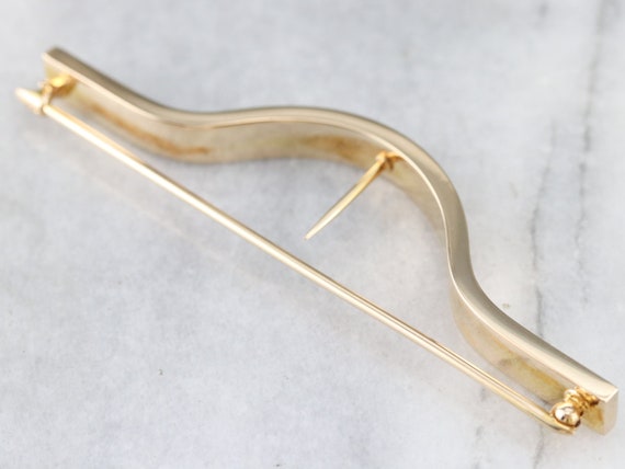 Sleek Yellow Gold Scarf Pin, 14K Gold Scarf Pin, … - image 5