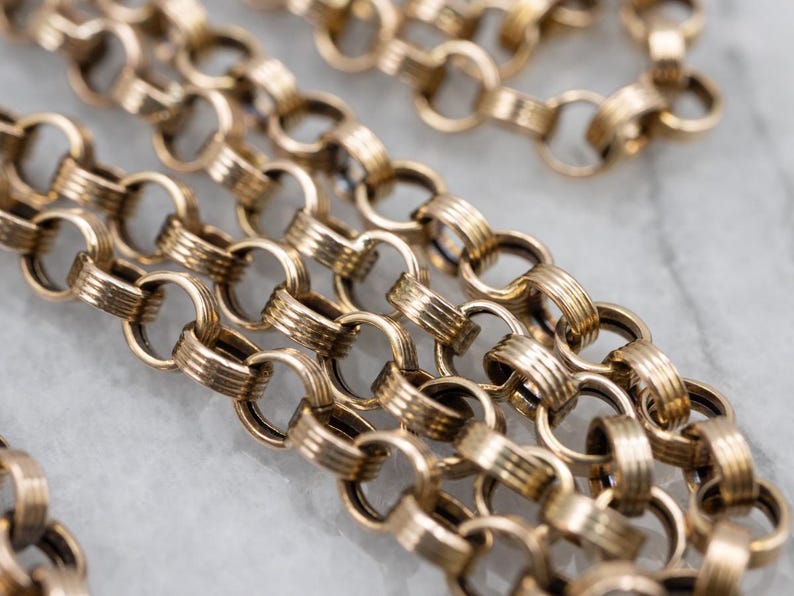 Antique 9ct Gold Rolo Link Chain, 21 Inch Victorian Necklace - Etsy