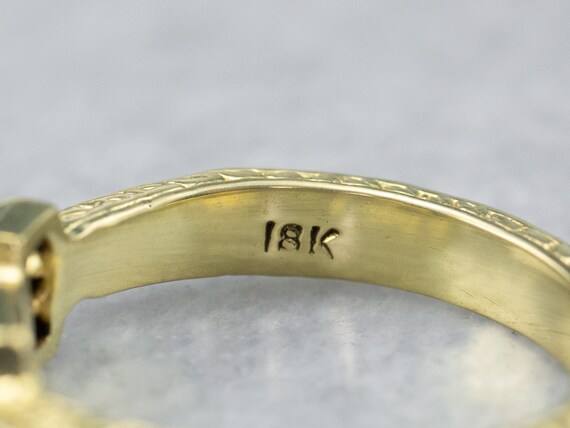 18K Gold Diamond Engagement Ring, Wheat Pattern B… - image 6