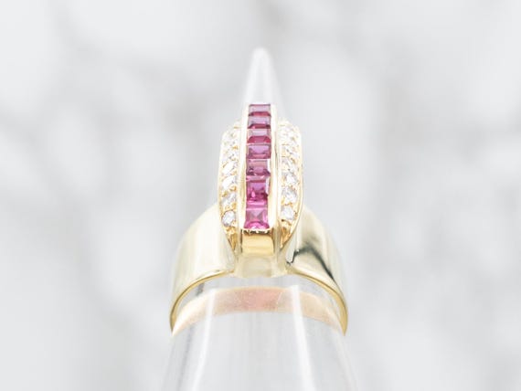 18K Gold Ruby and Diamond Cocktail Ring, July Bir… - image 3