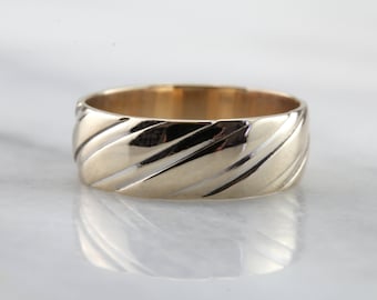 Wide Lined Pattern Wedding Band