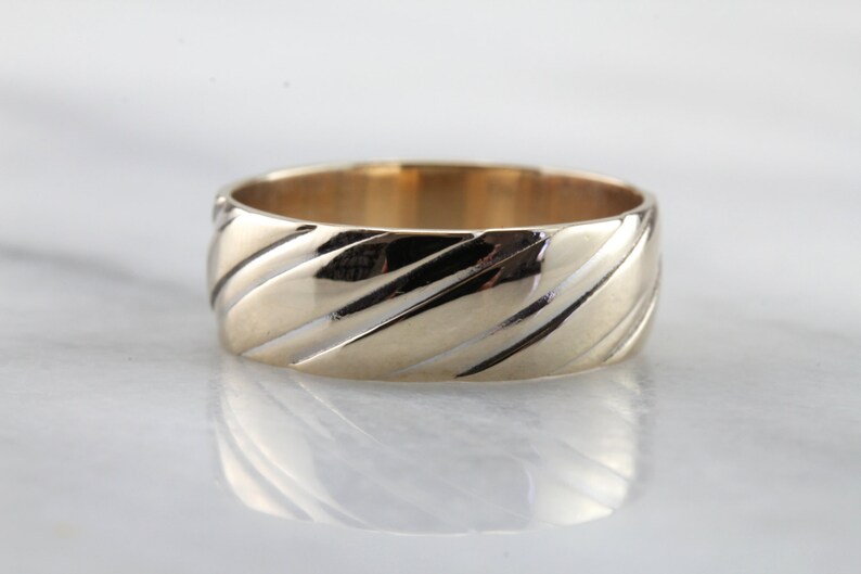 Wide Lined Pattern Wedding Band image 1
