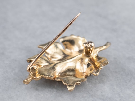 Diamond Gold Leaf Brooch, Leaf Pin, Autumn Brooch… - image 6