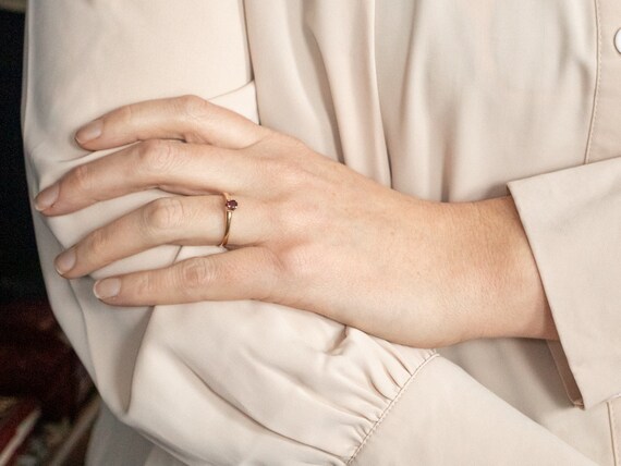 14K Two Tone Gold Ruby Solitaire Ring, July Birth… - image 4