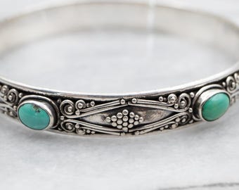 アクセサリー vintage turquoise silver925 bangle Ornate Turquoise Sterling Silver Bangle Bracelet, Boho Style
