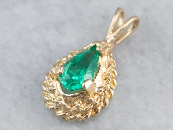 Emerald Gold Pendant, Teardrop Pendant, Layering … - image 3